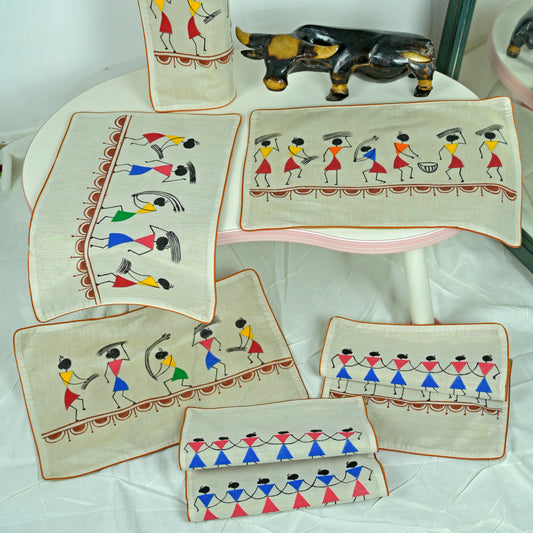 Madhubani Handpainted Chanderi Table Mats