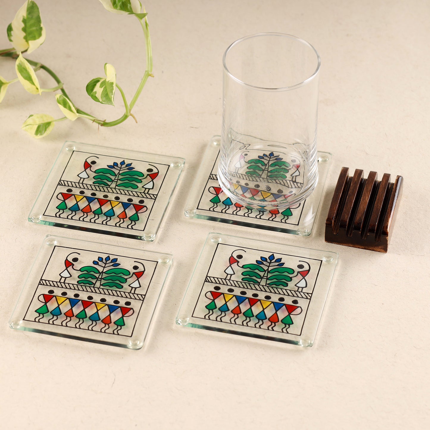 Amod-Hand-painted Glass Saura Coasters