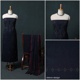 Handwoven Tangaliya Cotton 3pc Unstitched Dress Material Suit Set 02