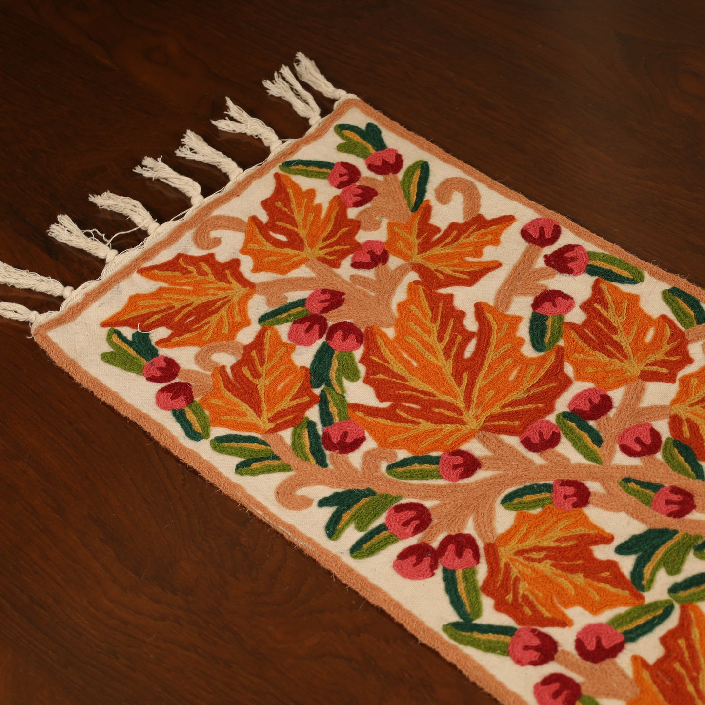 Kashmiri Crewel Hand Embroidery Table Runner 05