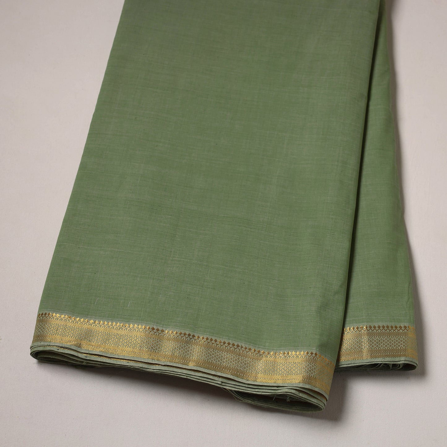 Green - Mangalagiri Handloom Cotton Nizam Zari Border Fabric 01