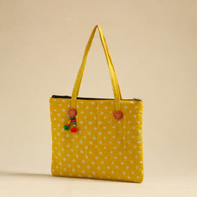  Yellow Handcrafted Quilted Cotton Hand Bag