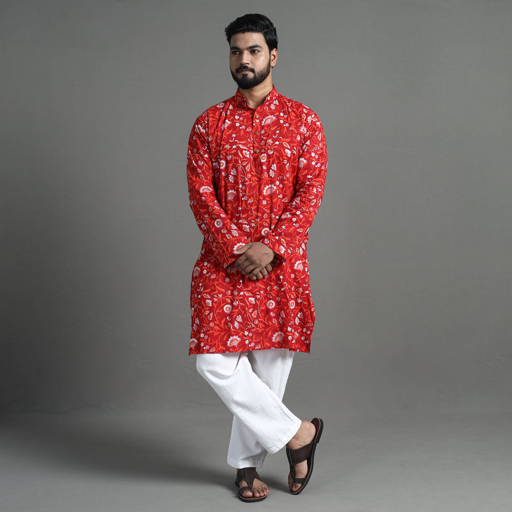 Block Print Cotton Sanganeri Kurta for Men (Long) 07