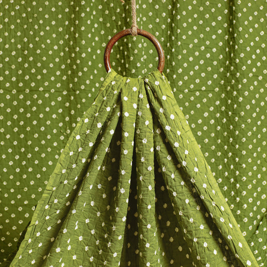 Apple Green Kutch Bandhani Tie-Dye Mul Cotton Fabric
