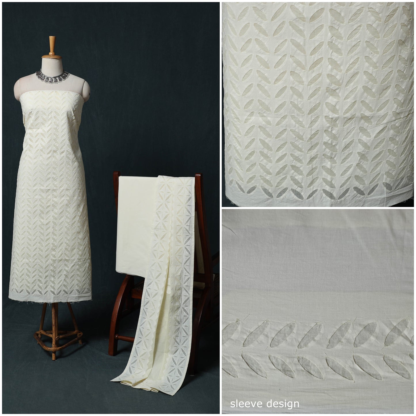 Barmer Applique Cutwork Cotton 3pc Unstitched Dress Material Suit Set 01