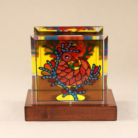 Tejaswi - Hand-painted Glass Gond T Light Holder