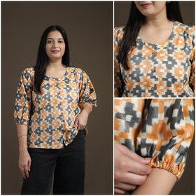 Multicolor - Pochampally Ikat Mercerised Cotton Crop Top for Women 02