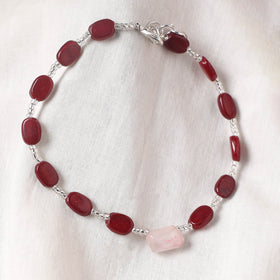 Red - Handcrafted Stone Work Anklet 08