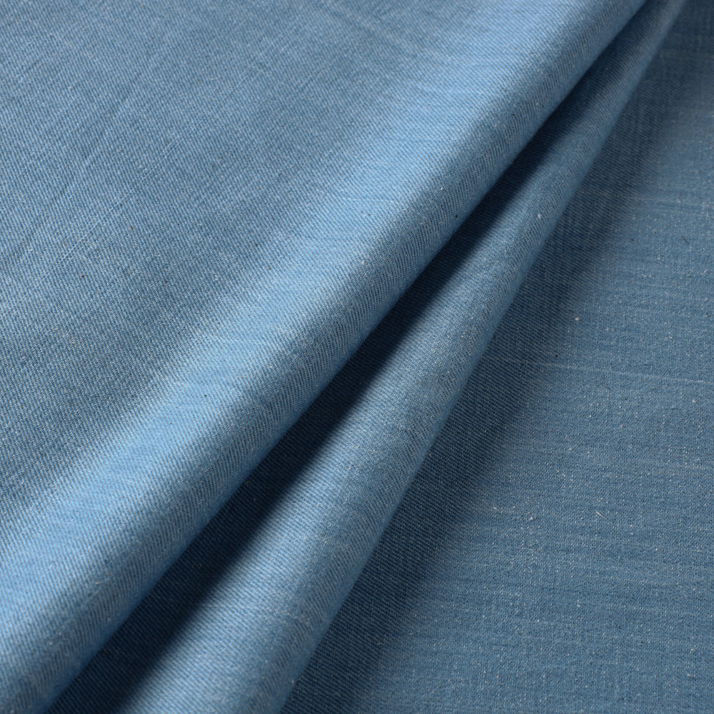 Blue - 2/40 Twill Cotton Handspun Handloom Natural Dyed Plain Fabric 05