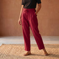 Elastic Waist Cotton Plain Palazzo for Women 35