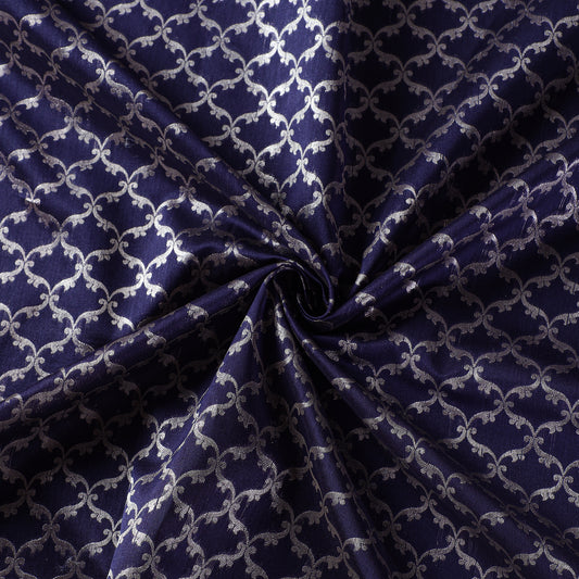 Blue - Banarasi Zari Jaal Silk Cotton Fabric