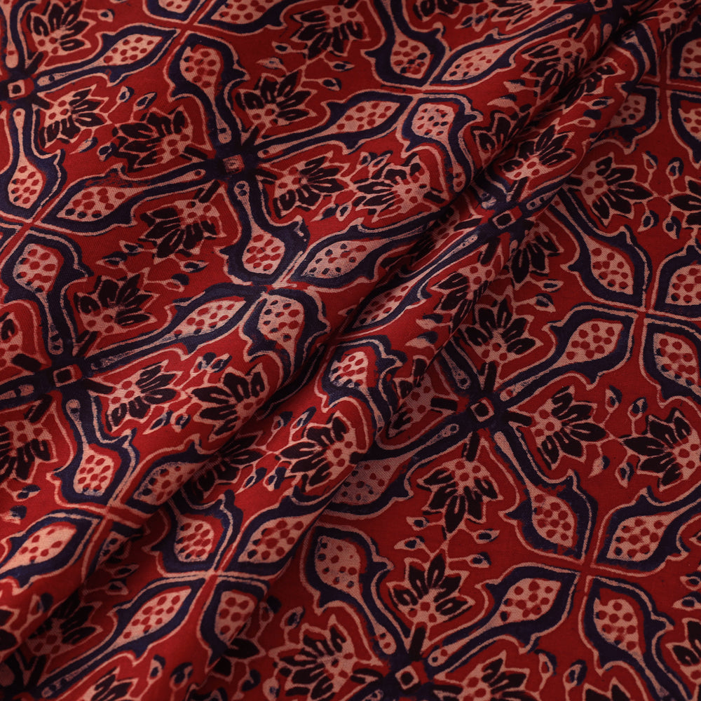 Red - Modal Silk Ajrakh Print Fabric 06