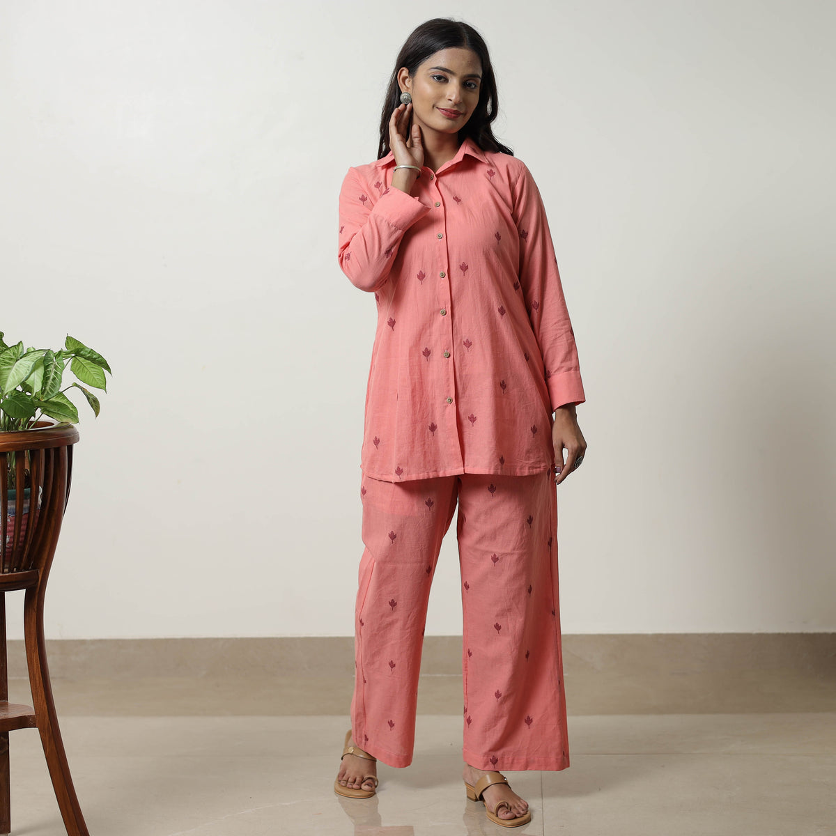 Pink - Jacquard Cotton Co-Ord Set 03