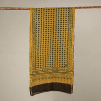 Yellow - Handloom Chanderi Silk Block Printed Ajrakh Stole 02