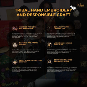 Black - Tribal Hand Embroidered Sagwan Wood Tray