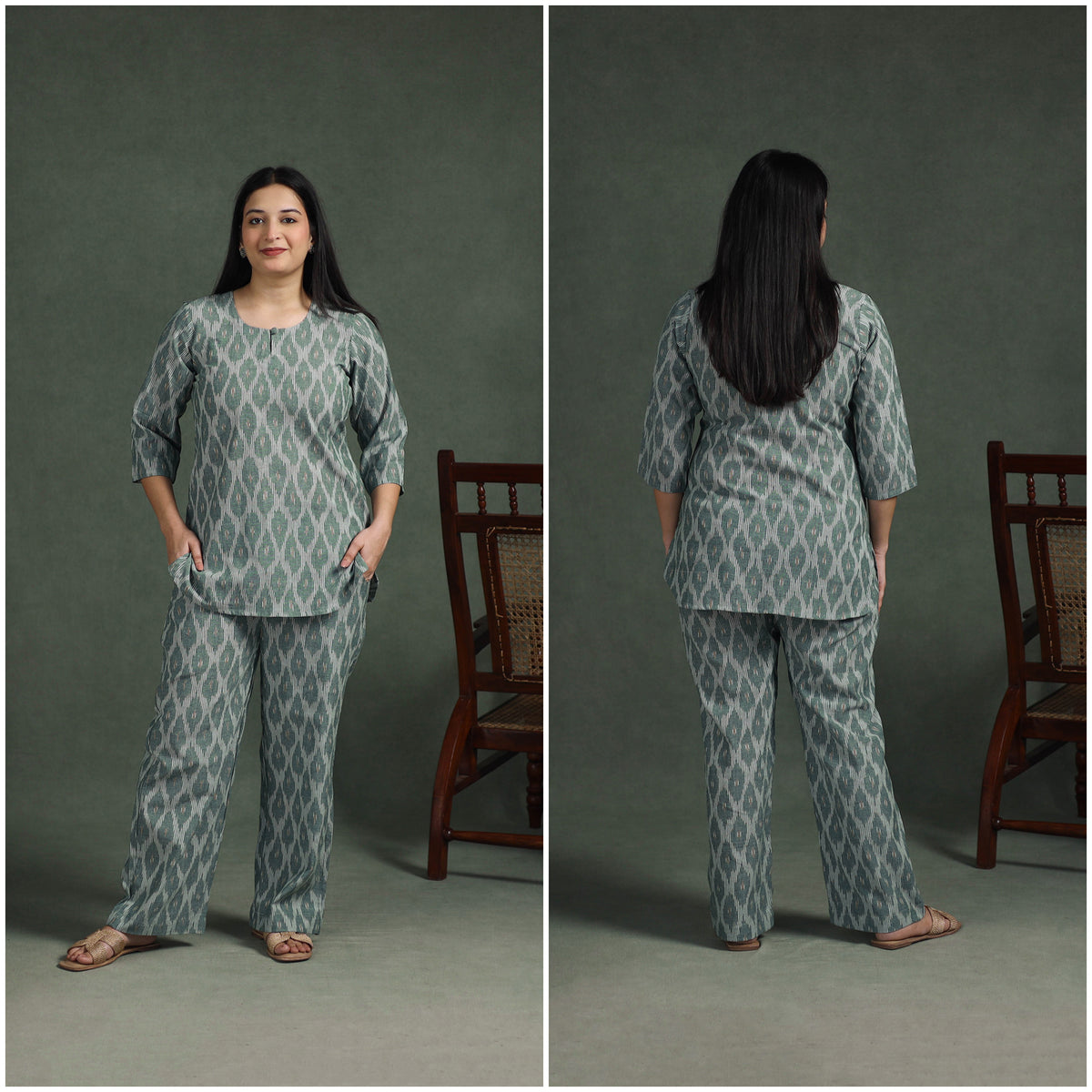 Pochampally Ikat Cotton Night Suit Set for Women 18