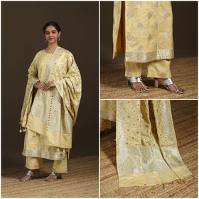Banarasi Brocade Chiniya Silk Suit Set with Dupatta for Women 10