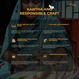 Green - Bengal Kantha Hand Embroidery Silk Cotton Chapa Work Saree 97