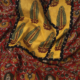 Red - bagru cotton unstitched kurta material with patchwork