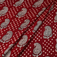 Red - Hand Block Modal Silk Bagh Print Fabric 01