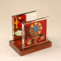 Tejomay - Hand-painted Glass Kalamkari T Light Holder