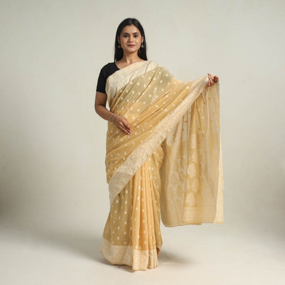 Yellow - Banarasi Silk Cotton Cutwork Buti Saree 57