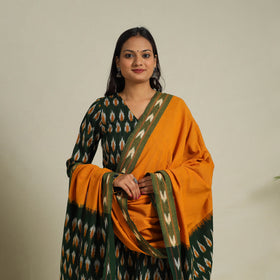 Buy Green Frock Style Cotton Pochampally Ikat Kurta Set 