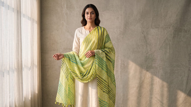 Traditional Leheriya Tie-Dye Dupattas by Badshah Miyan