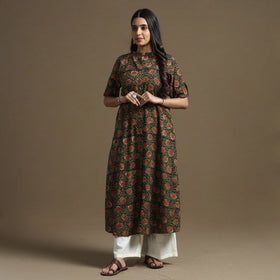 Bagru Hand Block Printed Cotton A-Line Kurta Online at iTokri.com