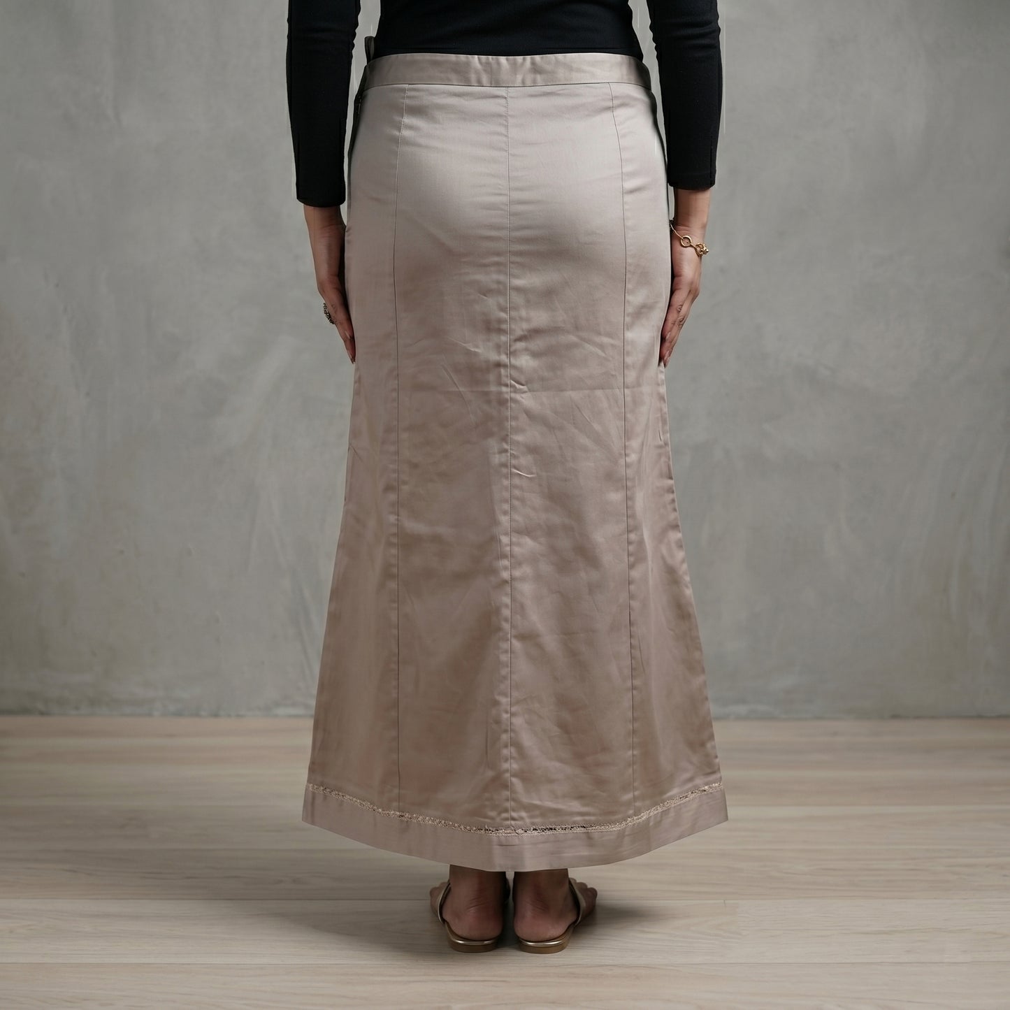 Brown - Plain Woven Cotton Lycra Inskirt 05