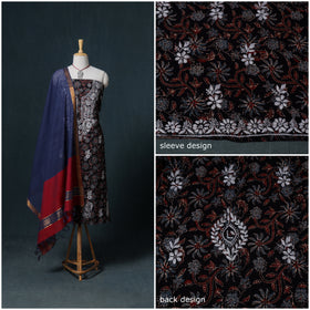 Lucknowi Chikankari Hand Work Unstitched Dress Material: Kurta & Dupatta with Jewellery 44