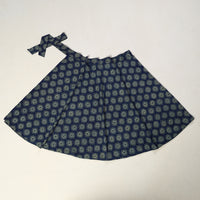 Blue - Ajrakh Block Printed Cotton Wrap Around Skirt 09