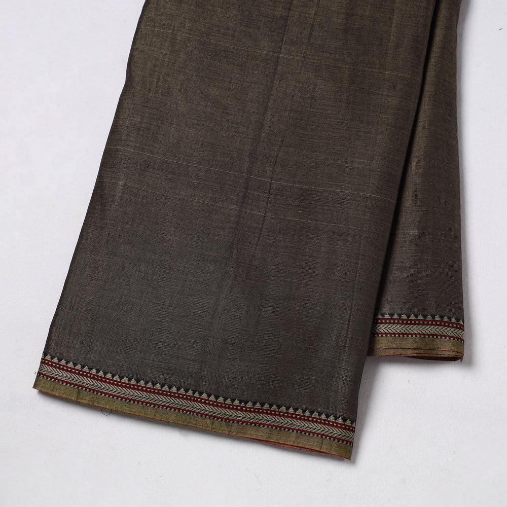 Brown - Prewashed Dharwad Mercerised Cotton Thread Border Fabric 19