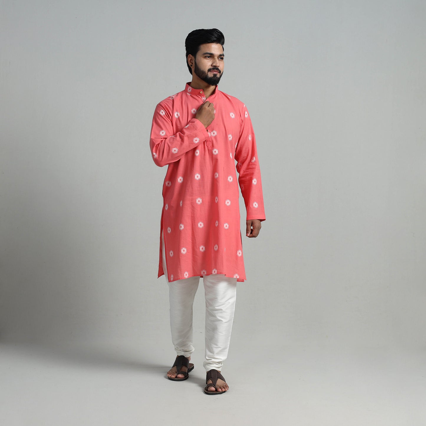 Cotton Long Jacquard Kurta for Men 09