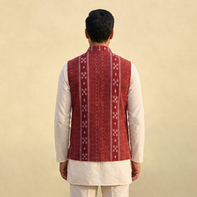 Sambalpuri Ikat Weave Cotton Men Nehru Jacket 14
