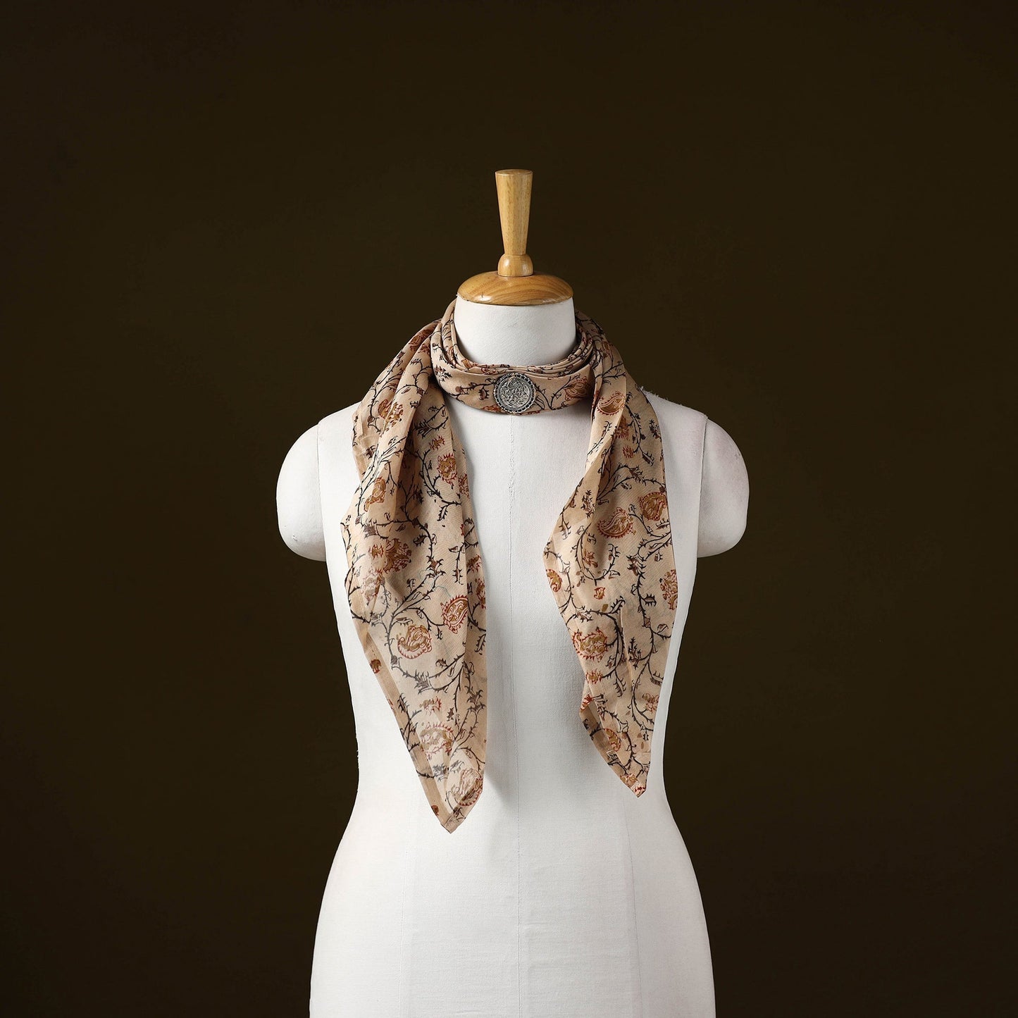 Kalamkari chanderi silk pendant necklace scarf 10