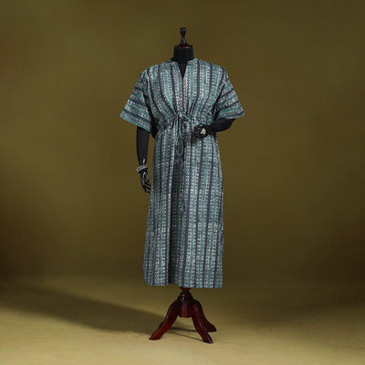 Hand batik cotton long kaftan 29 - handcrafted