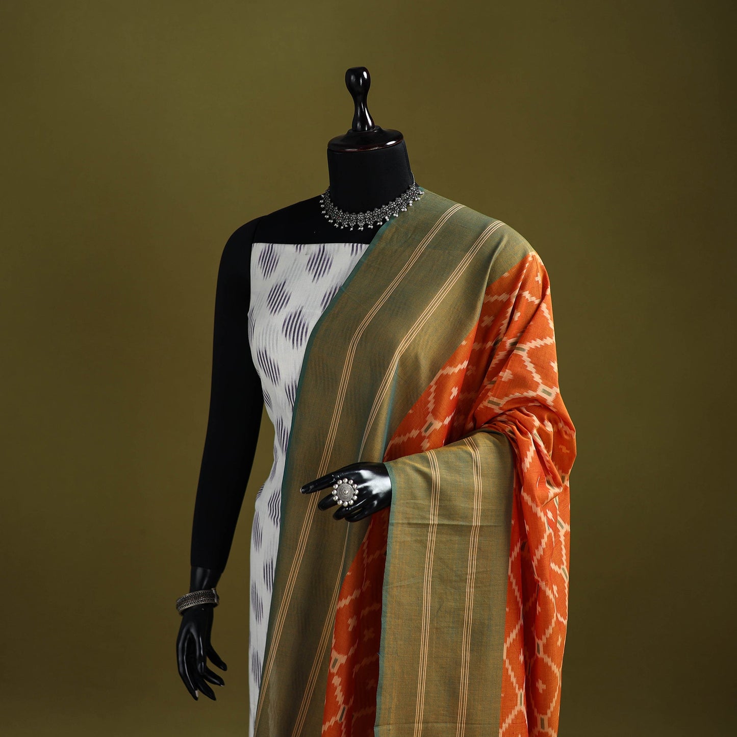 Handloom mercerised cotton pochampally ikat dupatta 06