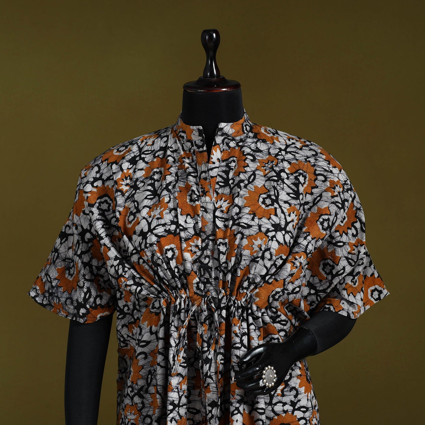 Hand batik cotton short kaftan 39 - handcrafted