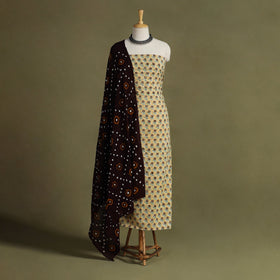  2pc Cotton Sanganeri Print Kurta with Bandhani Dupatta