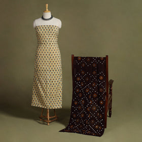  2pc Cotton Sanganeri Print Kurta with Bandhani Dupatta