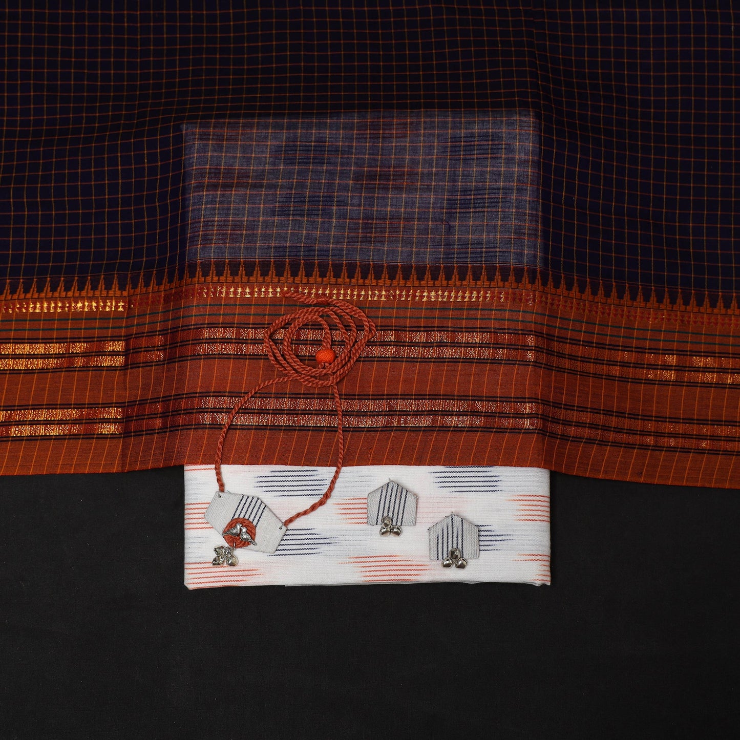 2pc cotton unstitched pochampally ikat dress material