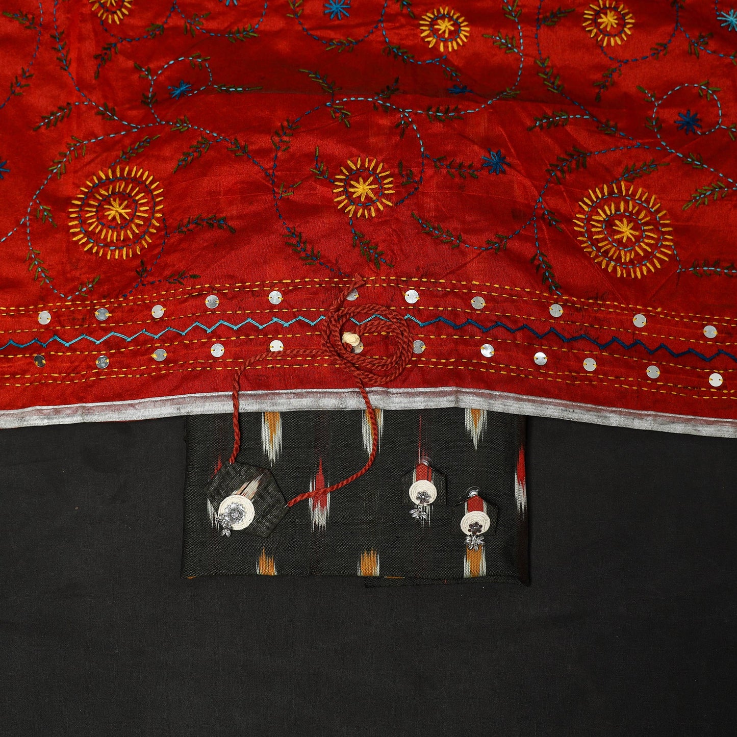 2pc cotton unstitched pochampally ikat dress material