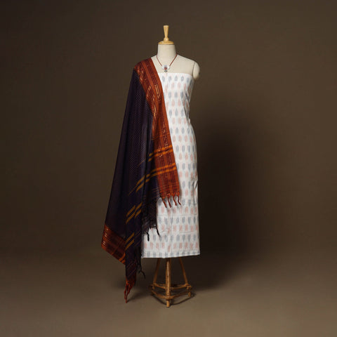 2pc cotton unstitched pochampally ikat dress material