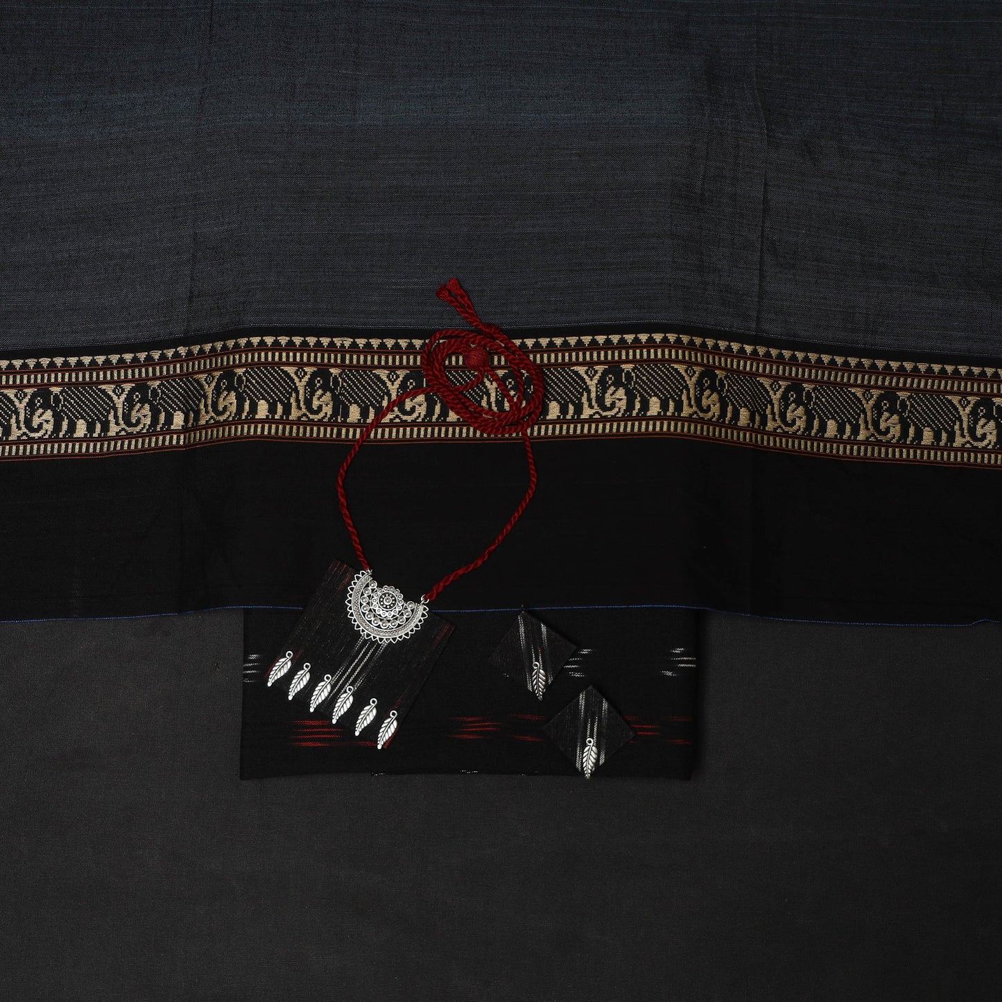 2pc cotton unstitched pochampally ikat dress material