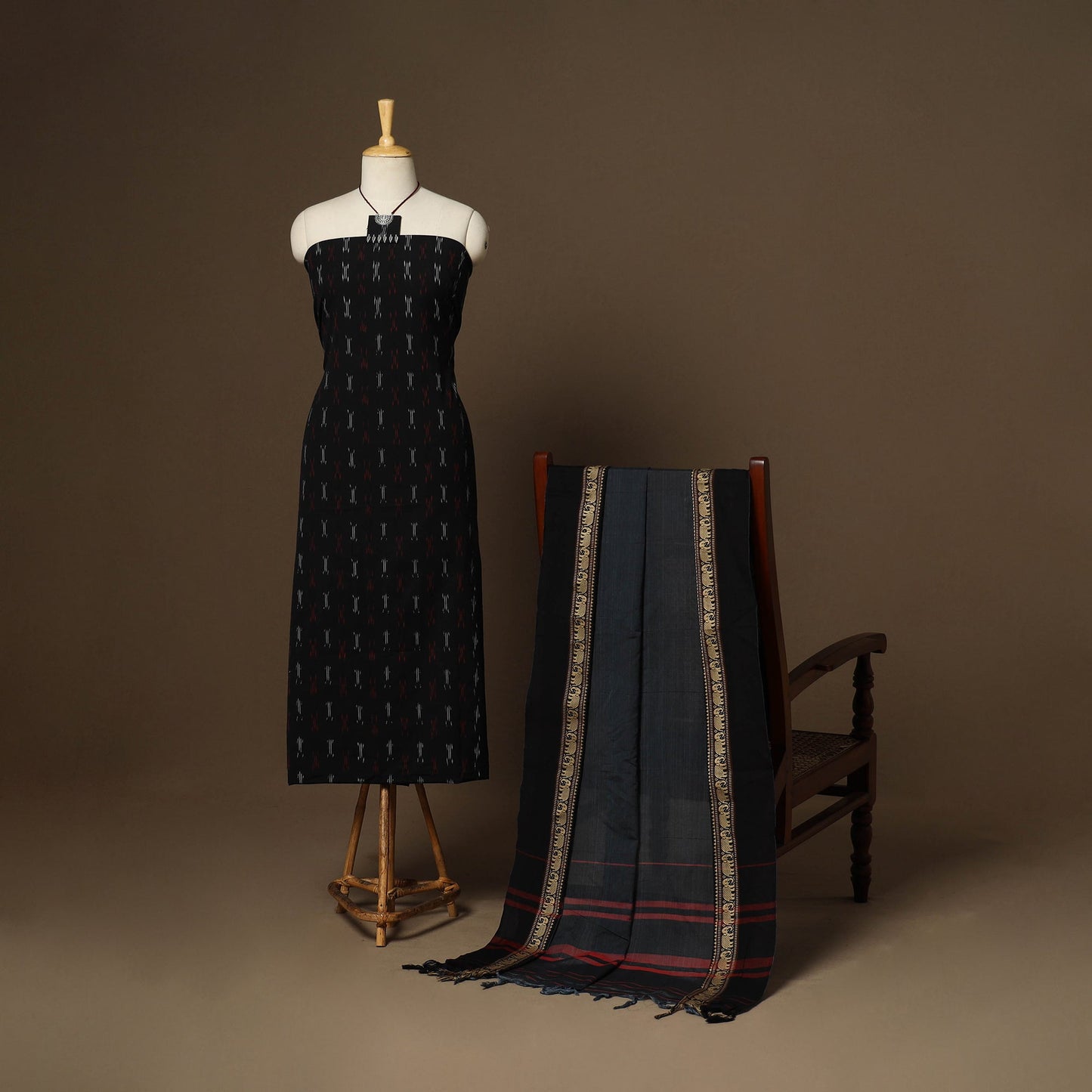 2pc cotton unstitched pochampally ikat dress material