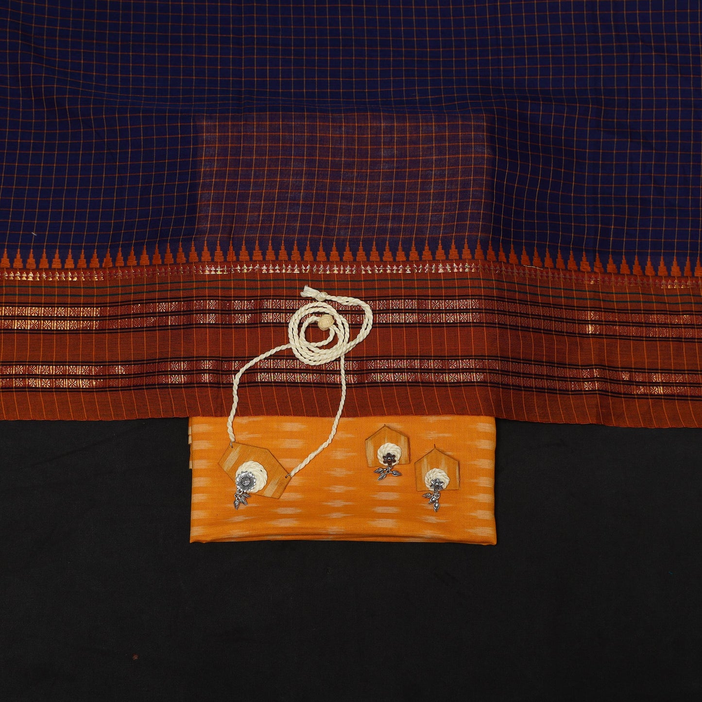 2pc cotton unstitched pochampally ikat dress material