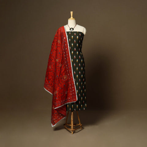 2pc cotton unstitched pochampally ikat dress material