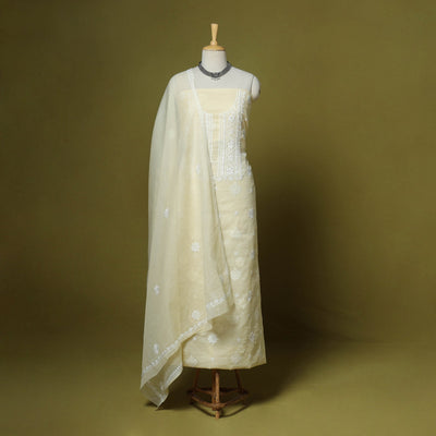 2pc kota doria cotton unstitched chikankari dress material