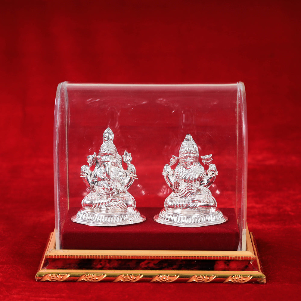  Silver Laxmi and Ganesh Idol (Medium) l 